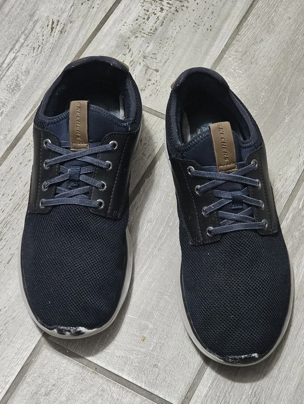Skechers Shoe Mens  Relaxed Fit Street Casual Low Sneaker black /blue size 12